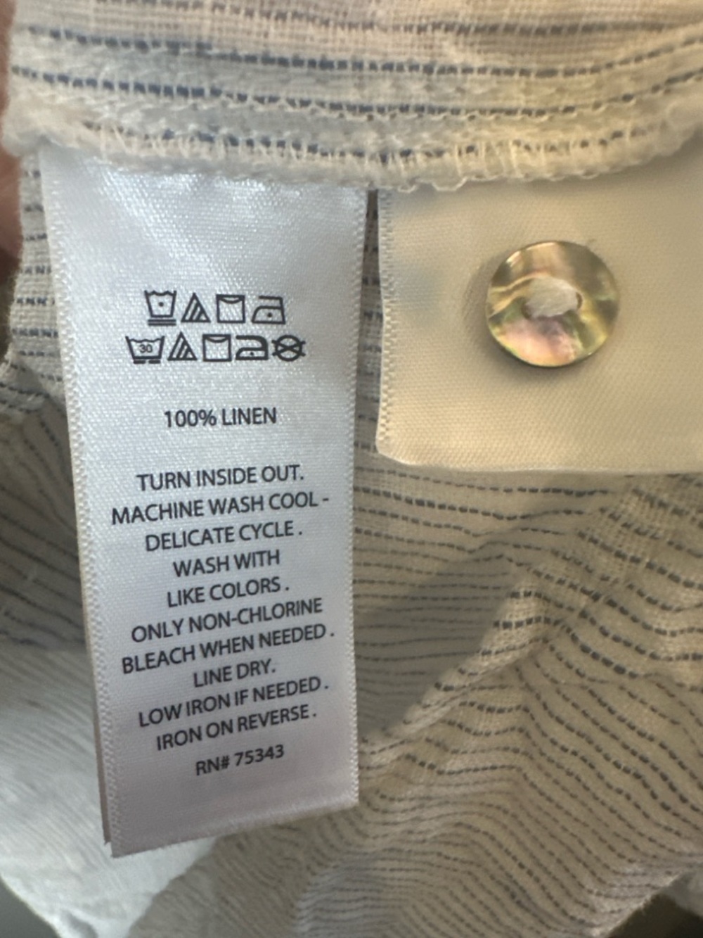 Tahari Soft Gray Pinstripe Button-Up Shirt - Picture 5 of 7